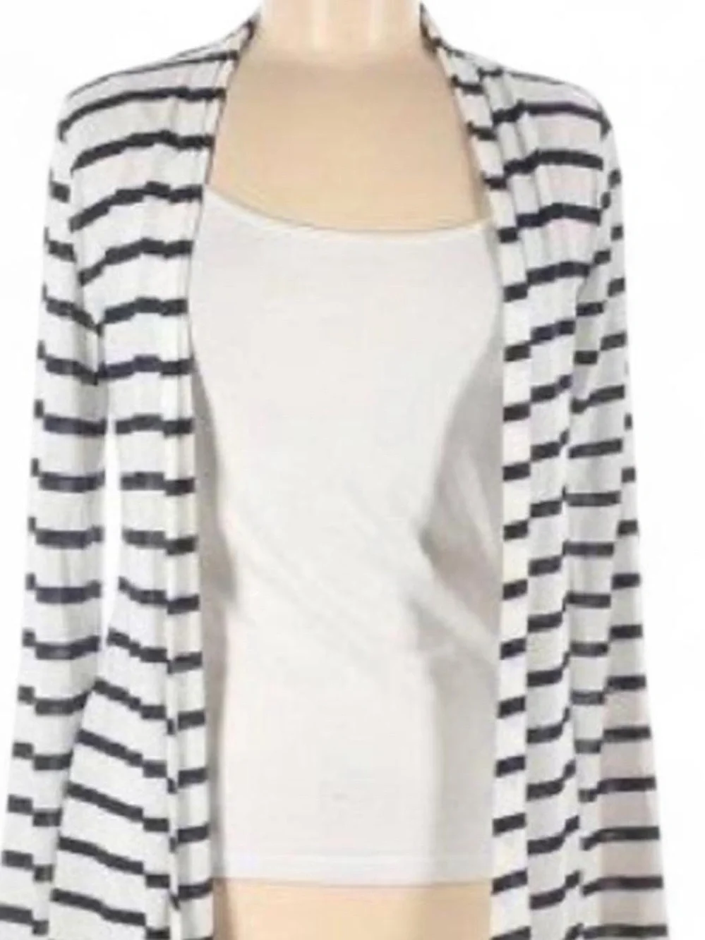 Tickled Teal Striped Open-Front Cardigan - White & Black